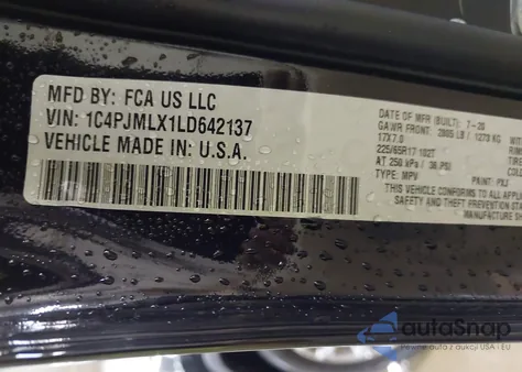 2020 Jeep Cherokee Latitude Lux 4X4 from USA, damaged, VIN 1C4PJMLX1LD642137